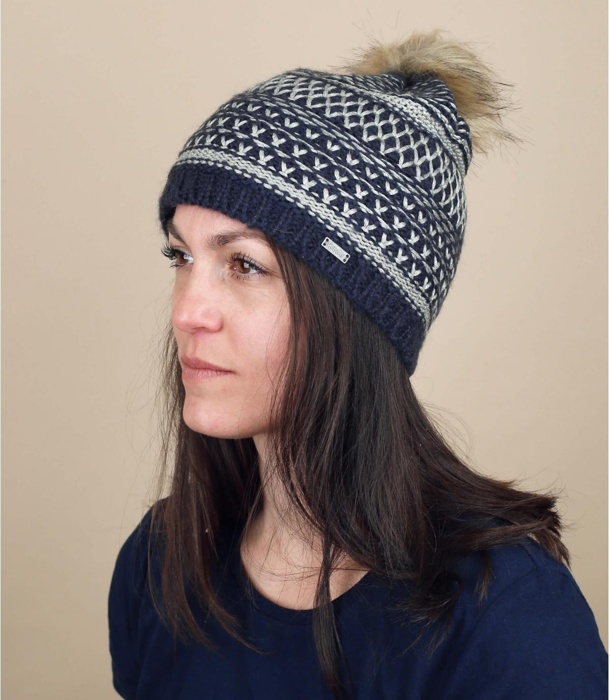 zwart-wit patroon dop Aurora Beanie navy